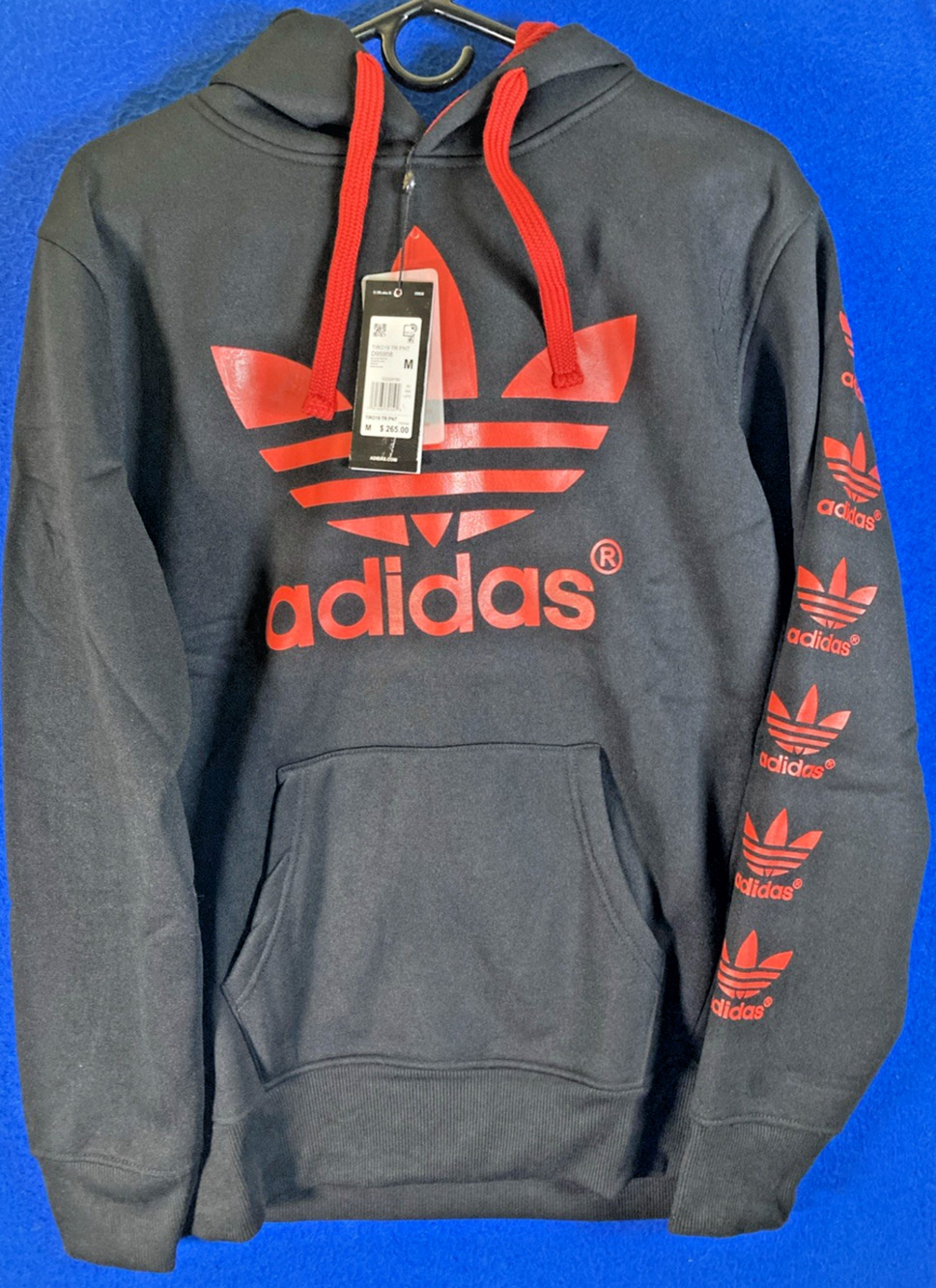 Vintage Adidas Trefoil 19 Full Set Hoodie & Sweatpants Combo Black Red NEW